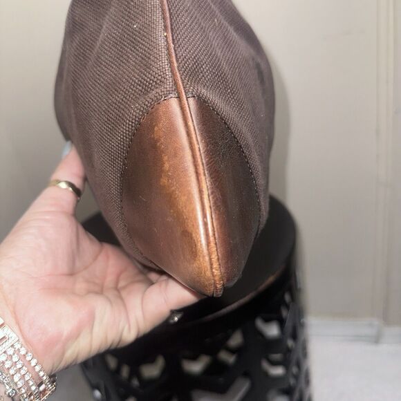 Authentic GUCCI Jackie O Canvas Leather Trim Handbag Chocolate Brown - Picture 6 of 11